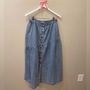 Gilli Blue Button-Front Maxi Skirt